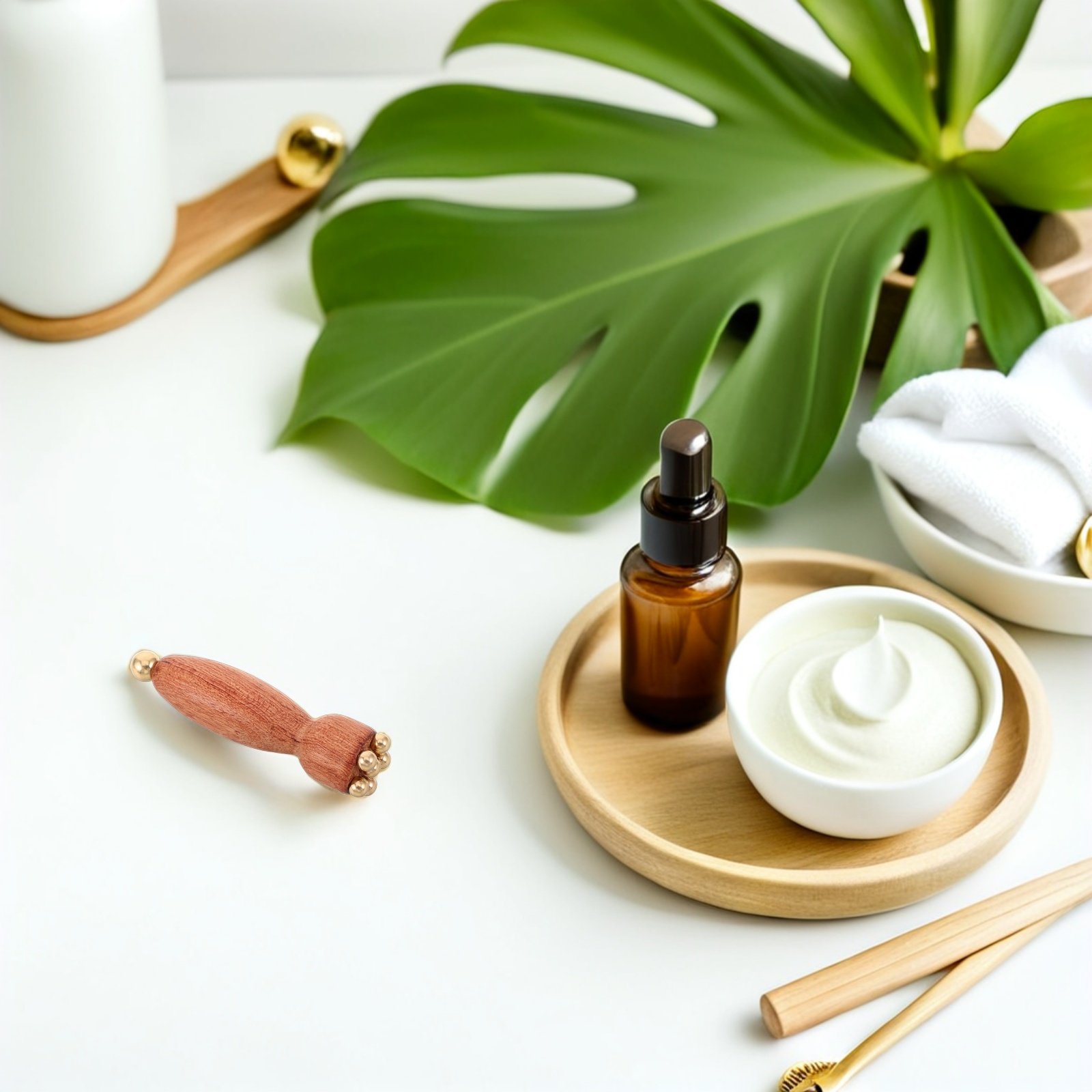 Spa Massager - Alat Pijat Mata Kayu dengan Manik-manik