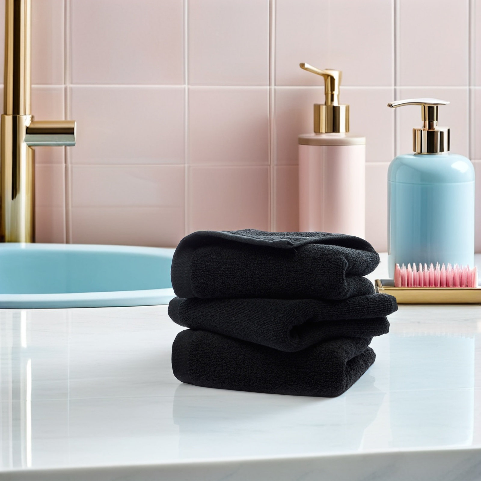 Spa Towel - Handuk Tangan Katun Hitam, 100% Katun,
