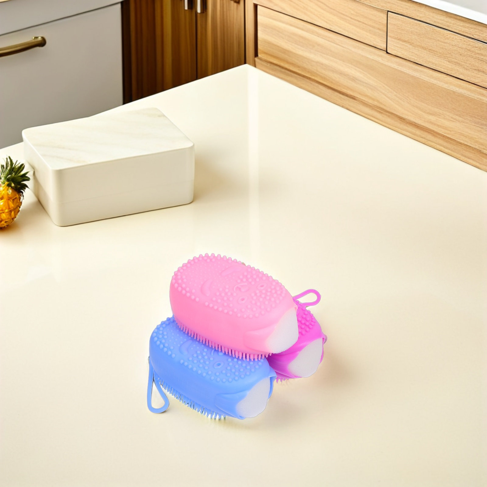 Body Brush - 3 buah Spons Mandi Silikon, Spons