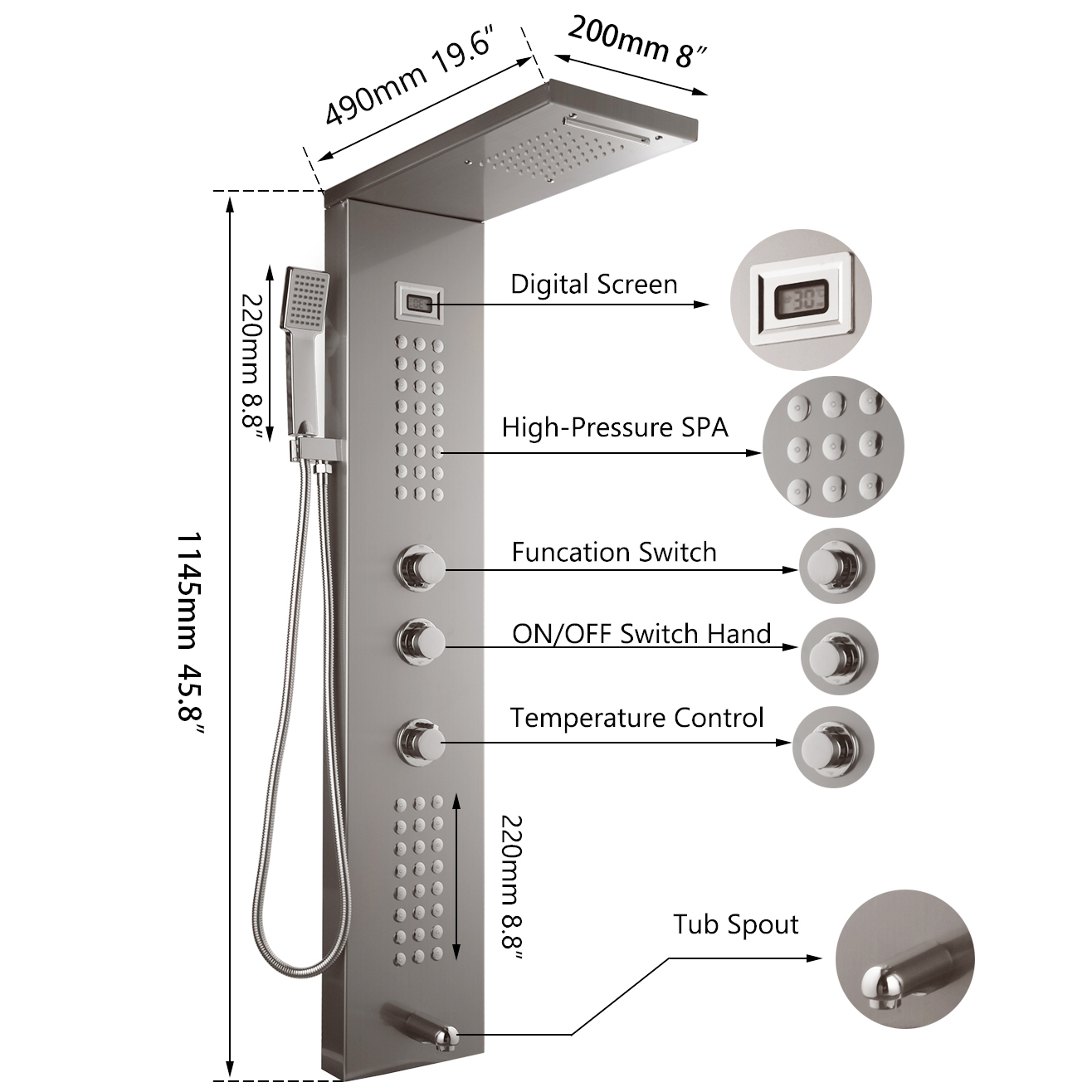 Sistem Panel Shower Digital Di - Body Brush ulasan dan harga