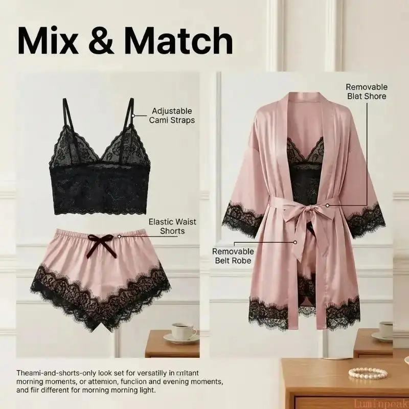 Set Piyama Satin 4 Potong untu - Bathrobe ulasan dan harga