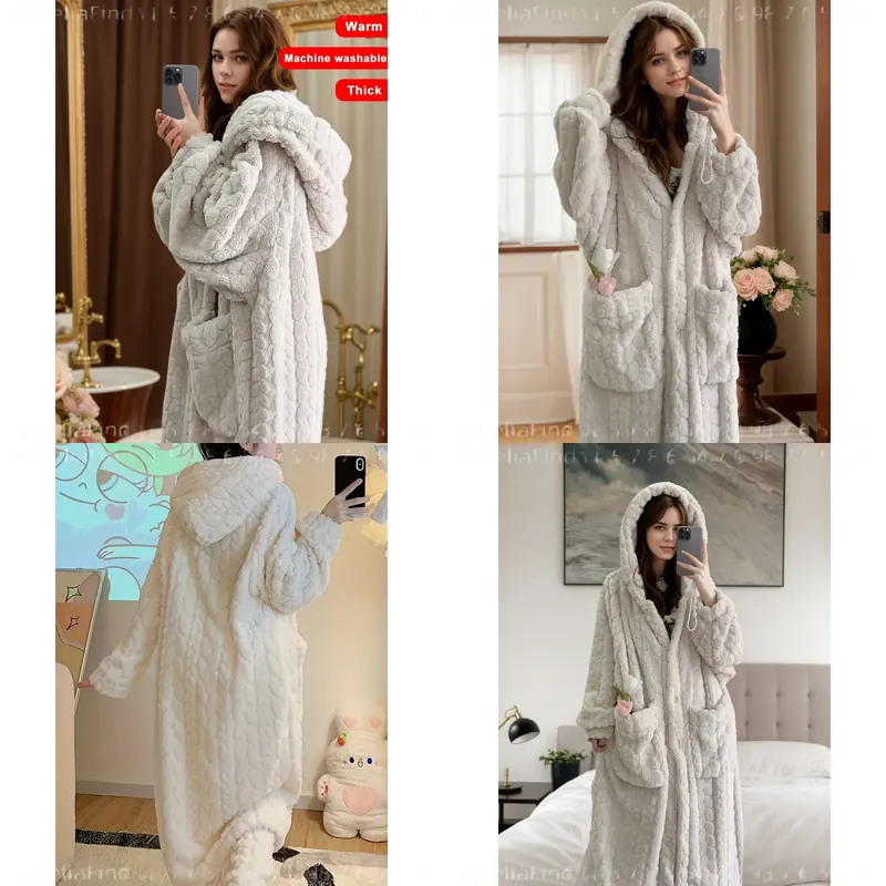 Jubah Flanel Wanita Musim Gugu - Bathrobe ulasan dan harga