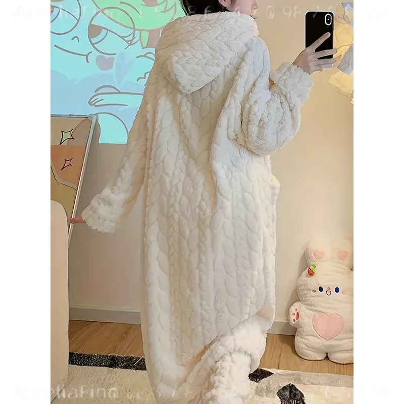 Jubah Flanel Wanita Musim Gugu - Bathrobe ulasan dan harga