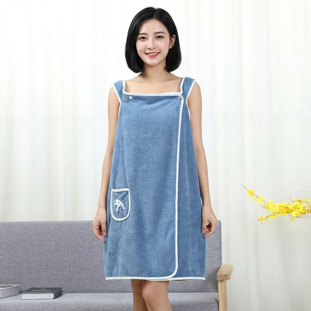Gaun Mandi Coral Fleece Lembut - Spa Towel ulasan dan harga
